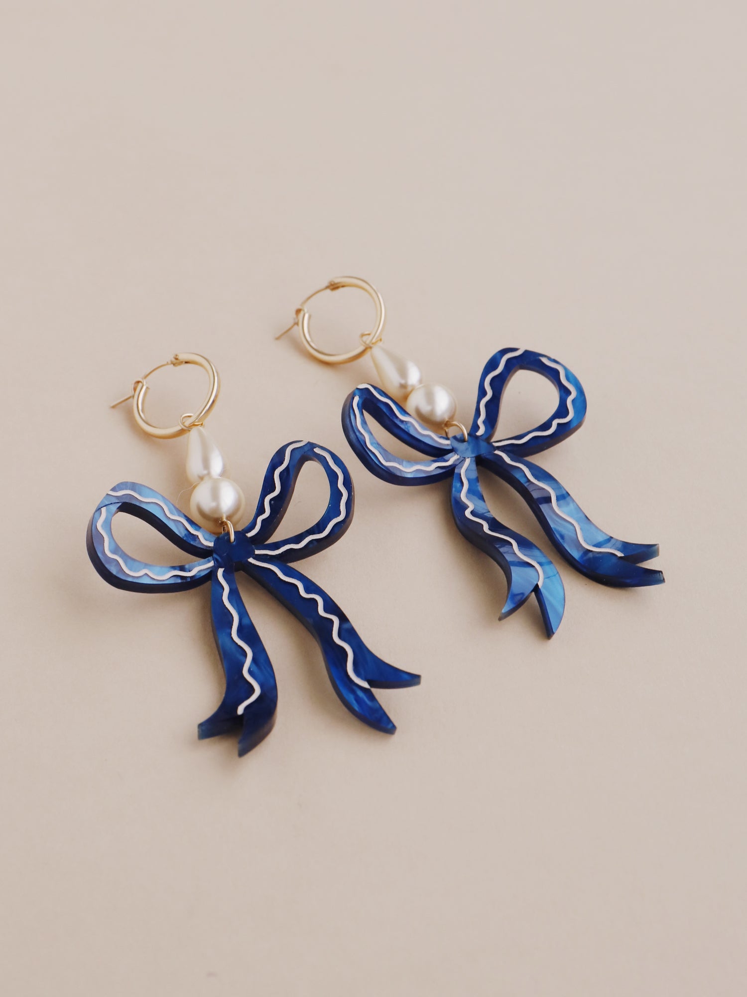 Bow Statement Hoops in Blue Velvet - Limited Edition