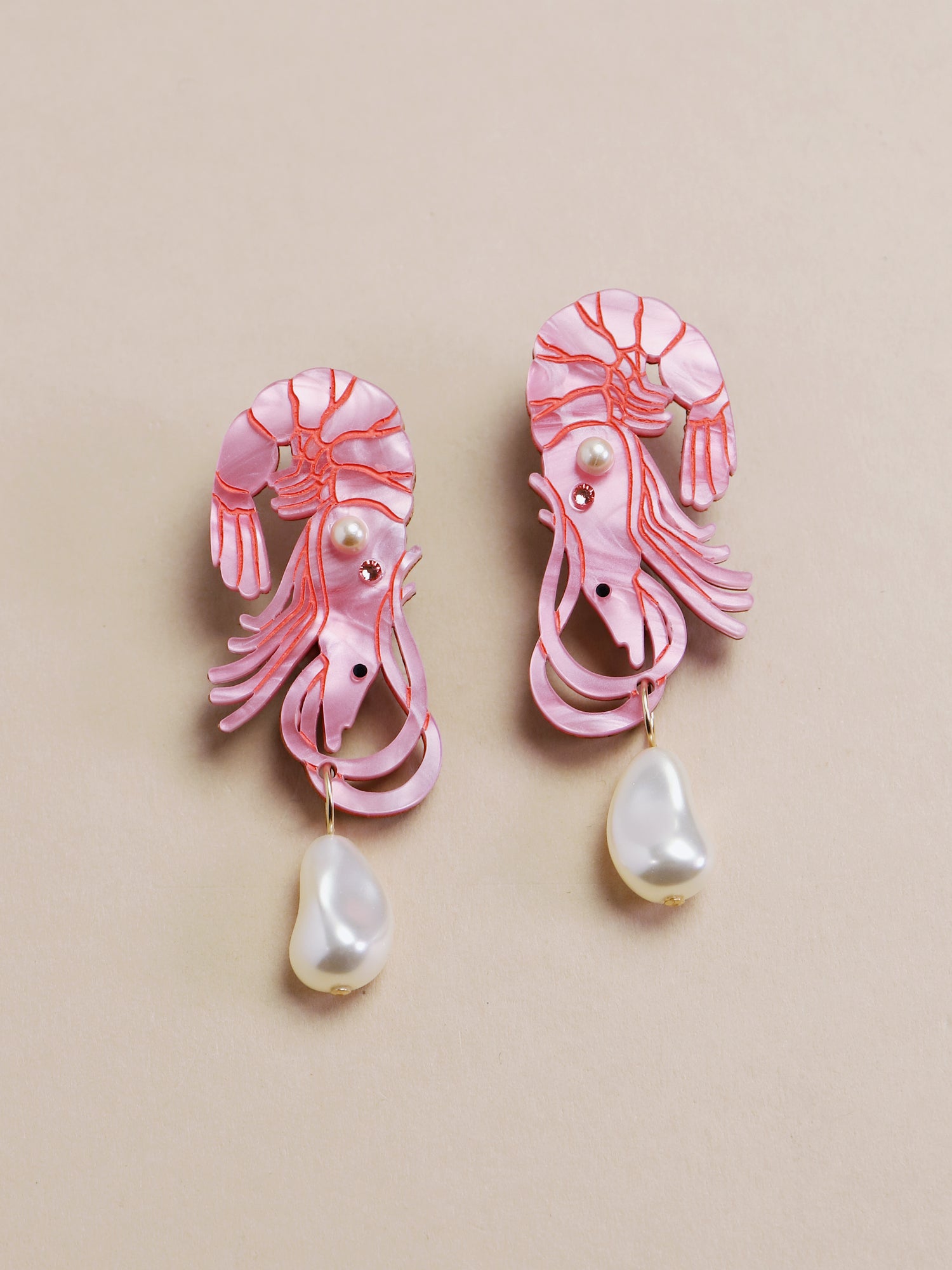 Shrimp Statement Earrings - Clip On