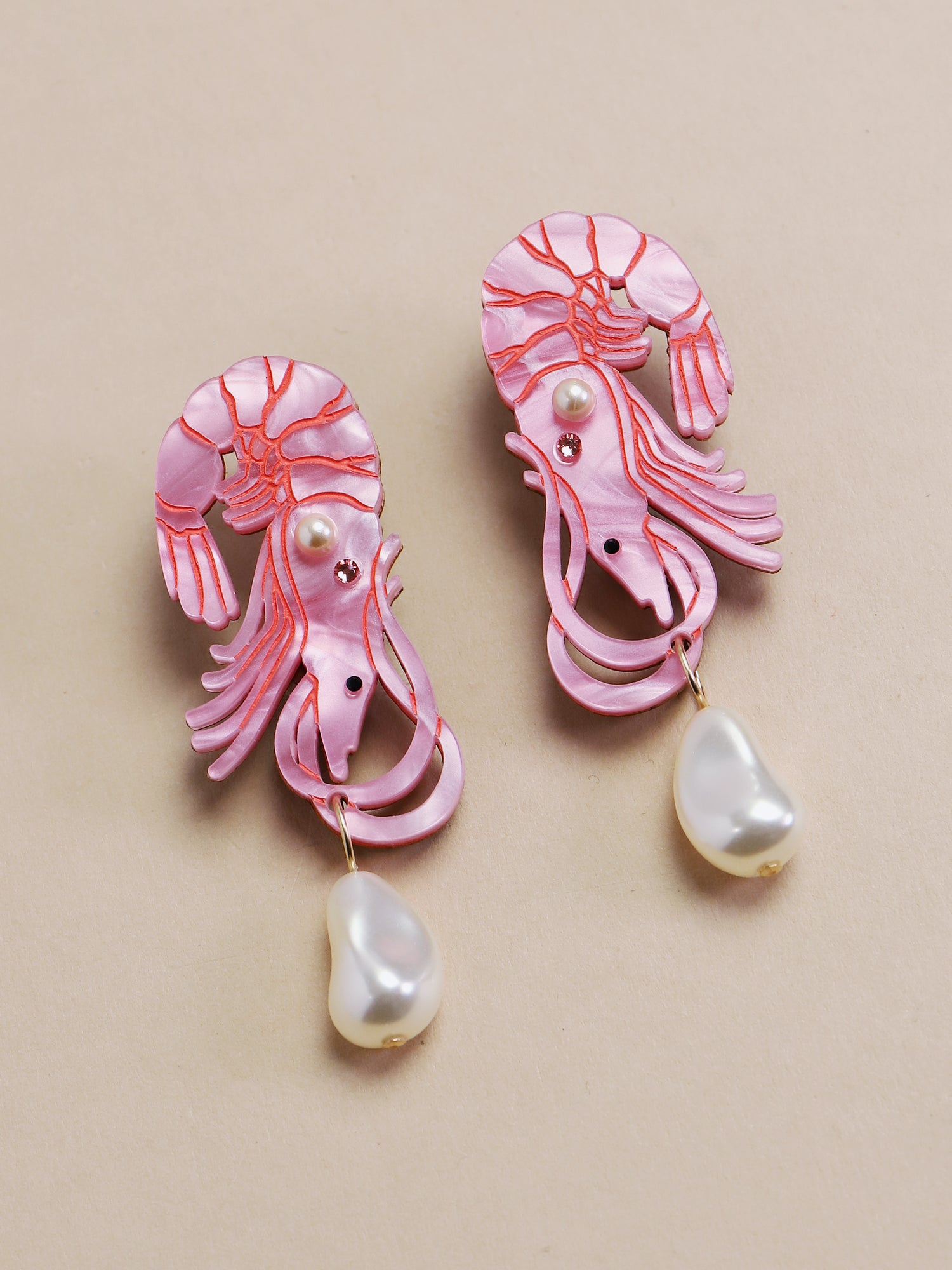 Shrimp Statement Earrings - Clip On