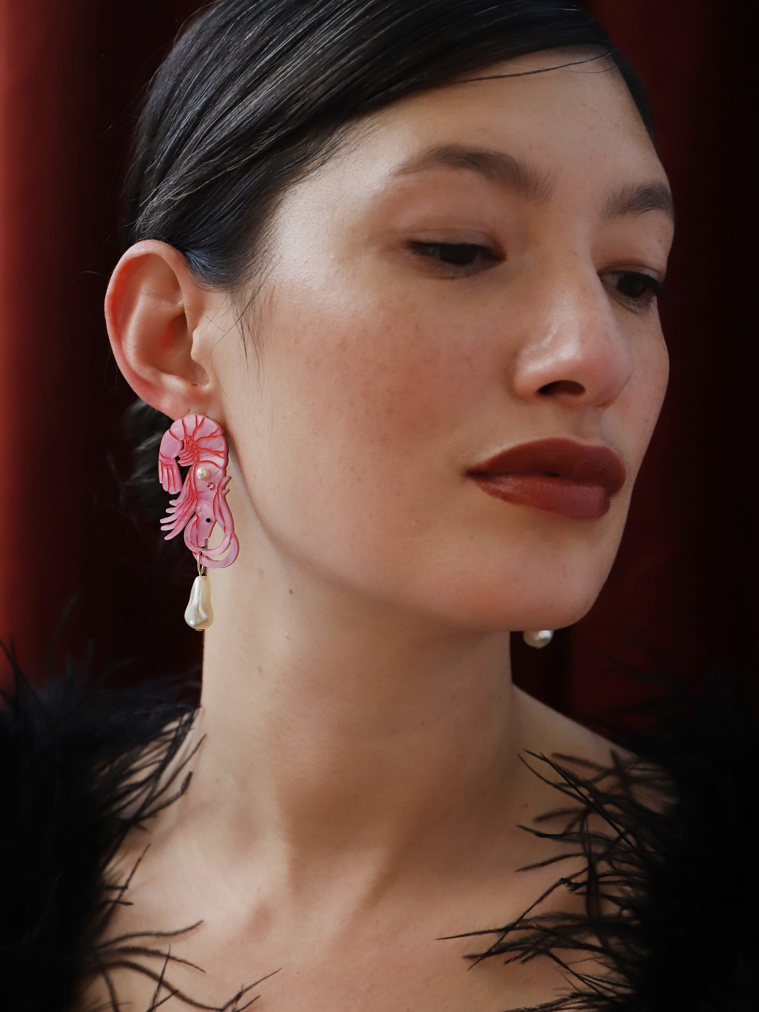 Shrimp Statement Earrings - Clip On